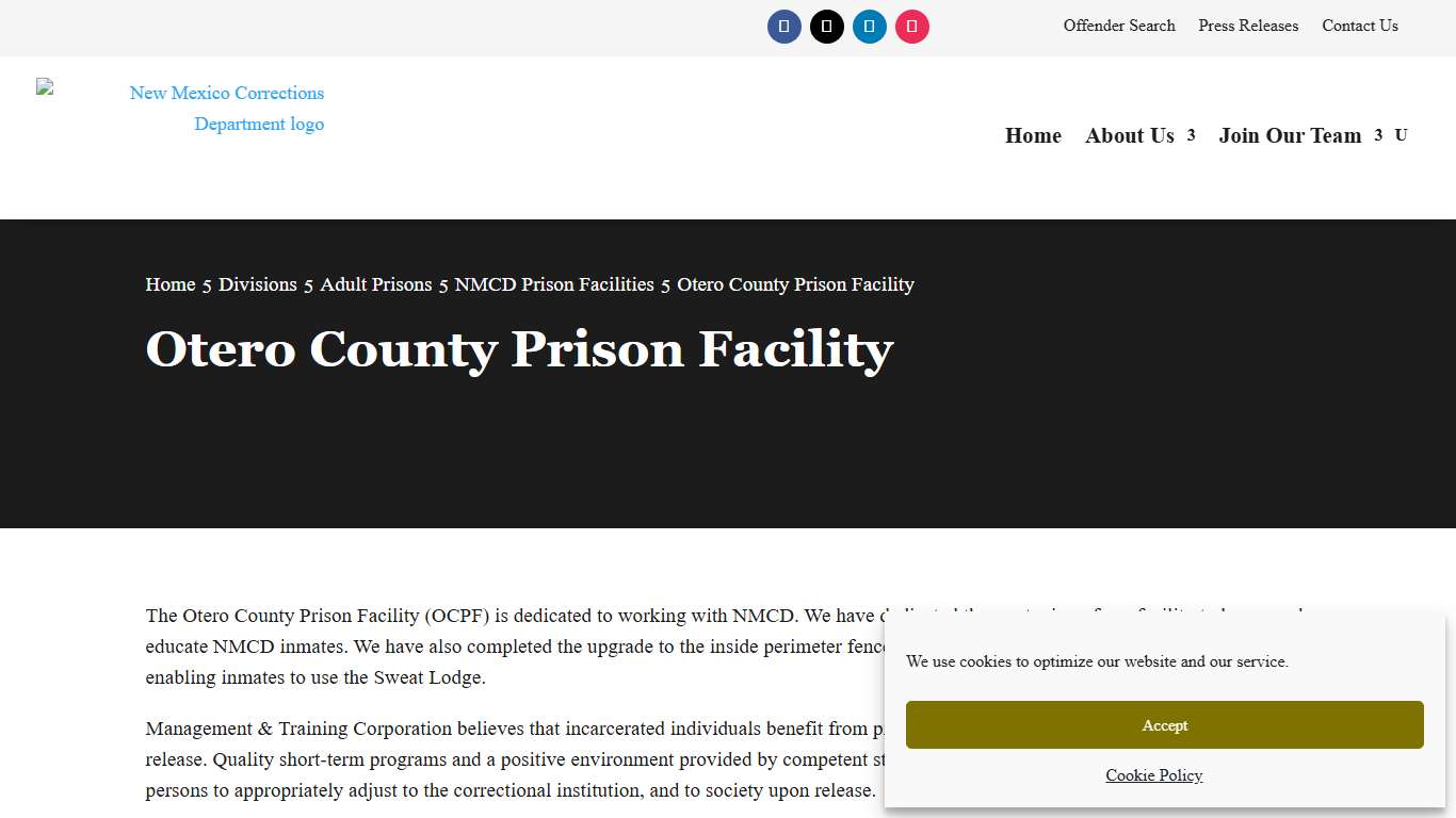 Otero County Prison Facility | NM Corrections Department