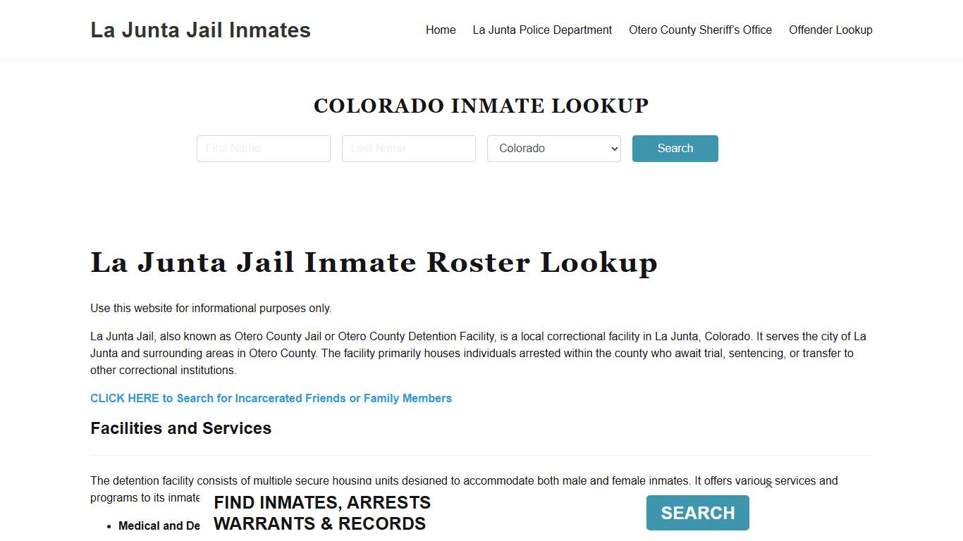 La Junta Jail Inmate Roster, Otero County, CO, Offender Search