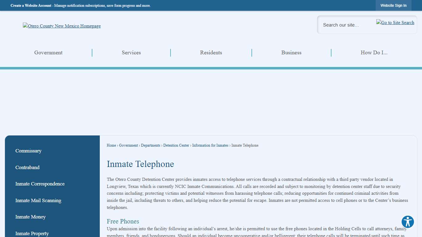 Inmate Telephone | Otero County, NM