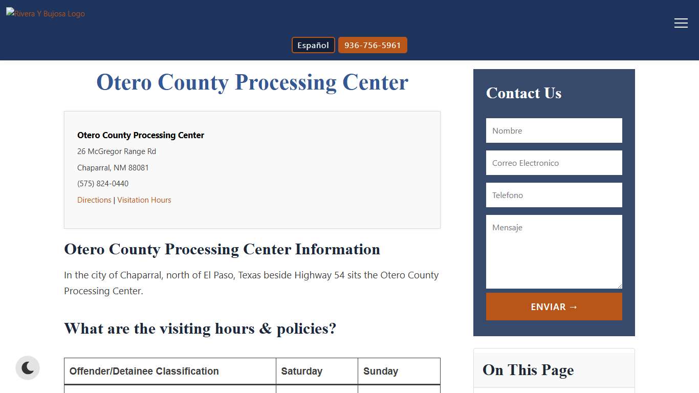 Otero County Processing Center - Rivera Y Bujosa Law