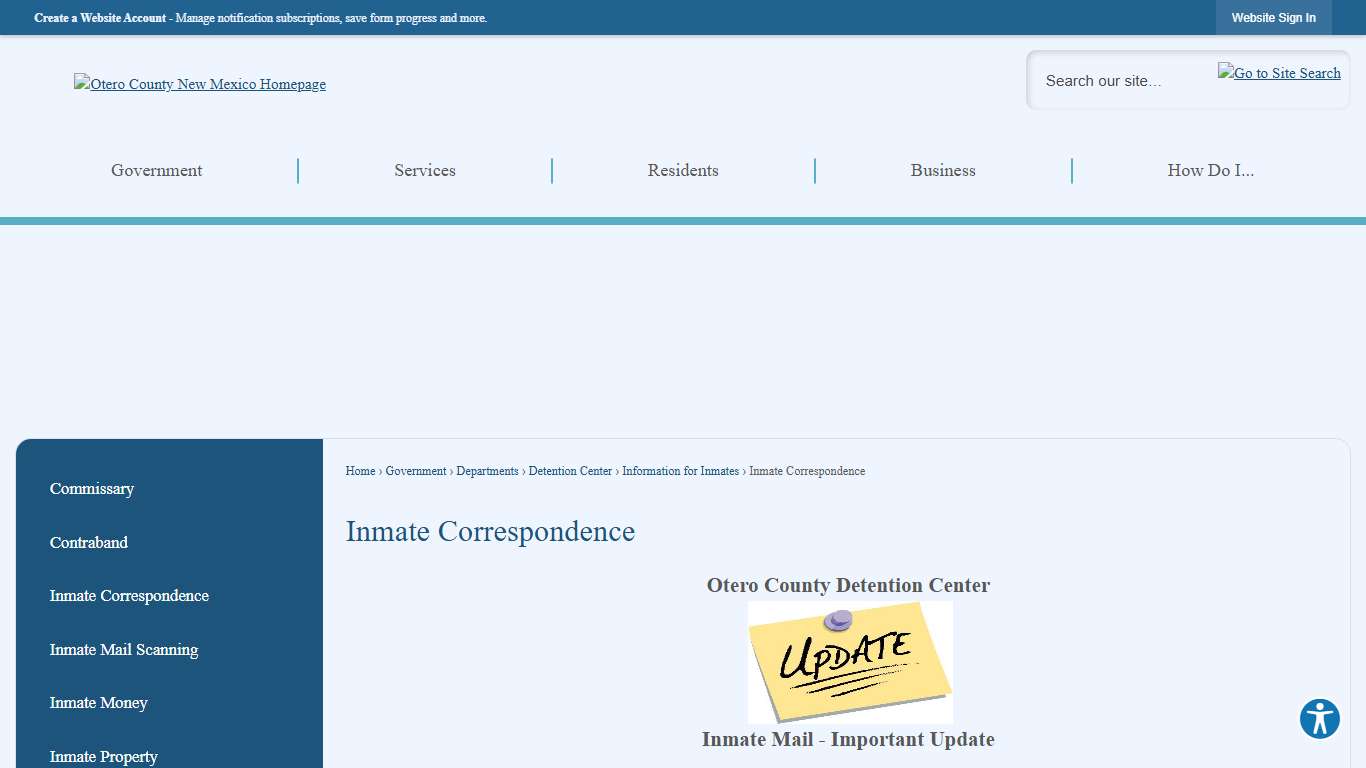 Inmate Correspondence | Otero County, NM